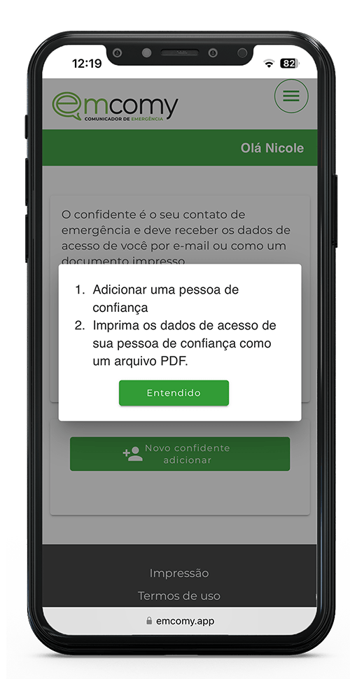 Criando a pessoa de confiança