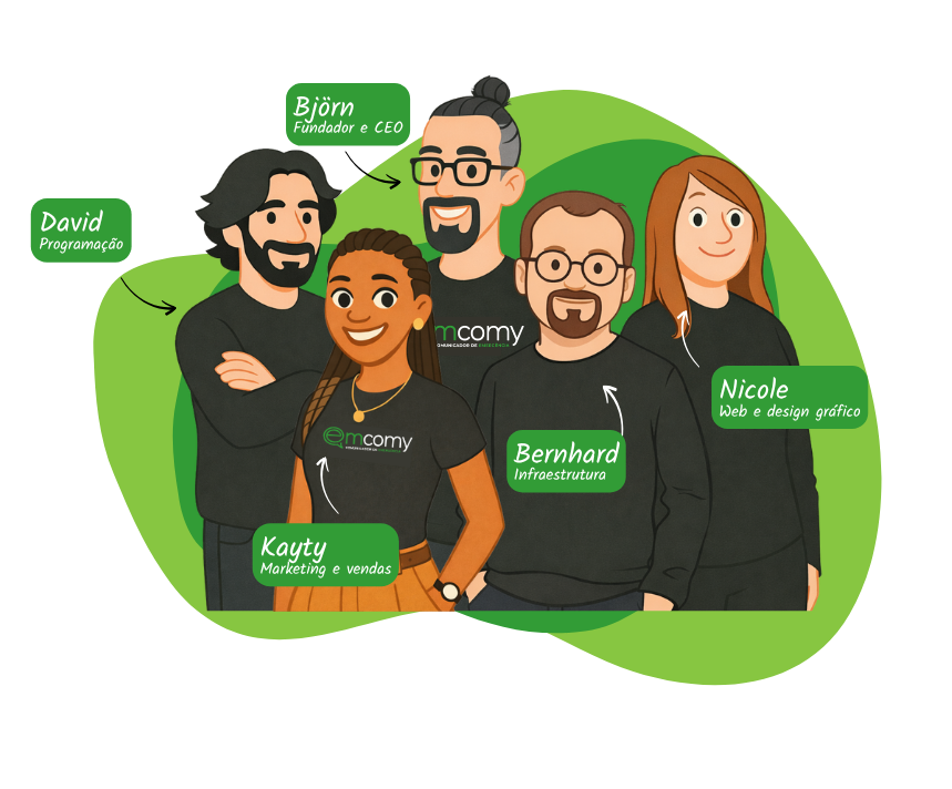 A equipe brasileira da Emcomy.